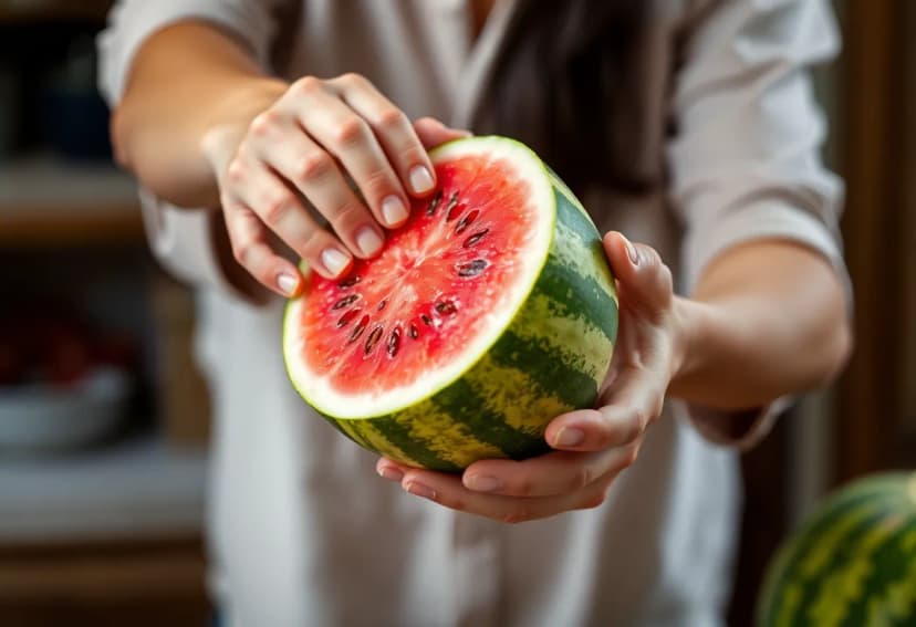 Watermelon color comparison showing yellow spot on ripe watermelon